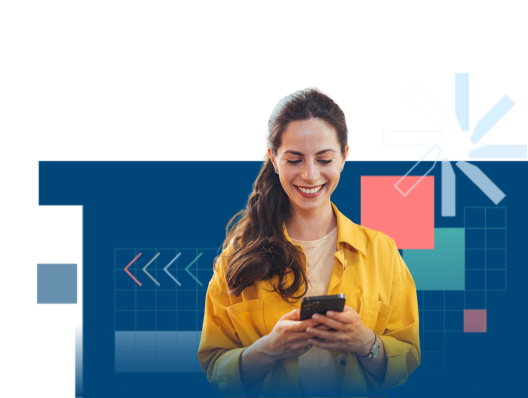 Woman yellow shirt with mobile phone